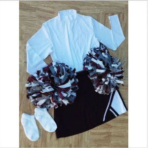 REAL PLUS CHEERLEADER UNIFORM TOP SKIRT SOCKS POMS